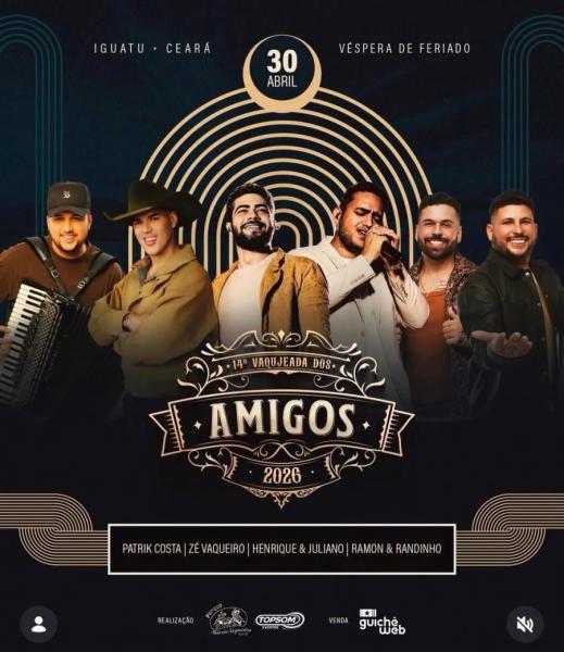 Patrick Costa, Zé Vaqueiro, Henrique & Juliana e Ramon & Randinho - 14ª Vaquejada dos Amigos 2026