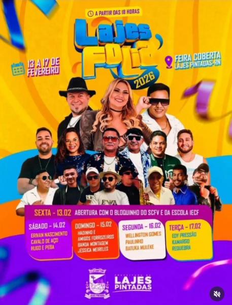 Erivan Nascimento, Cavalo de Aço e Hugo & Peba - Lajes Folia 2026