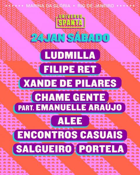 Ludmilla, Filipe Ret, Xande de Pilares, Chame Gente, Alee, Encontros CAsuais, Salgueiro e Portela - Universo Spanta 2026