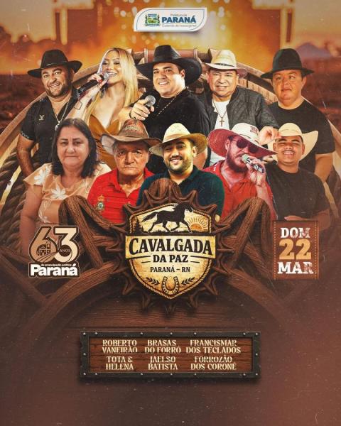 Roberto Vaneirão, Brasas do Forró, Tota & Helena, Jaelson Batista e Forrozão dos Coroné - Cavalgada da Paz 2026