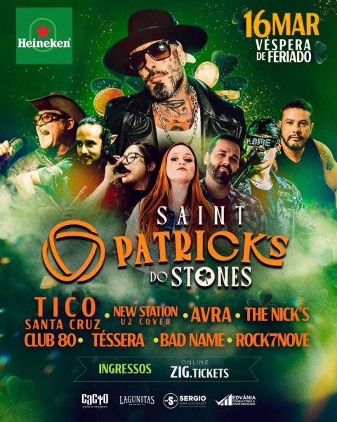 Tico Santa Cruz, New Station, Avra, The Nicks, Téssera, Bad Name e Rock7Nove - Saint Patricks do Stones 2026