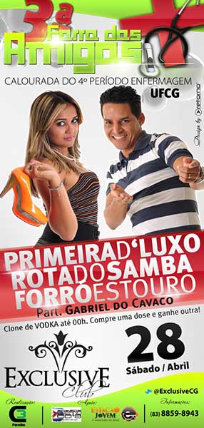 Primeira D´Luxo, Rota do Samba e Forró Estouro - 3ª Farra das Amigas - Calourada de Enfermagem UFCG