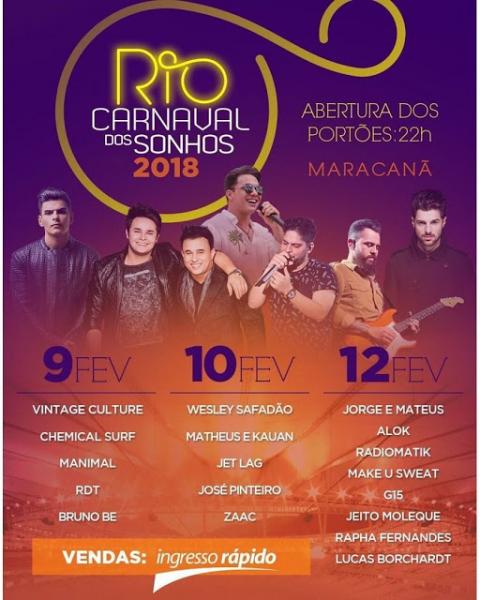 Jorge & Mateus, Alok, Raiomatik, Make U Sweat, G15, Jeito Moleque, Rapha Fernandes e Lucas Borchardt - Rio Carnaval dos Sonhos