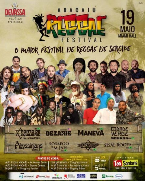 Dezarie, Abyssinians, Ponto de Equilíbrio, Cidade Verde Sounds, Reacao, Maneva,  Sossego em Jah e Sisal Roots -  Aracaju Reggae Festival