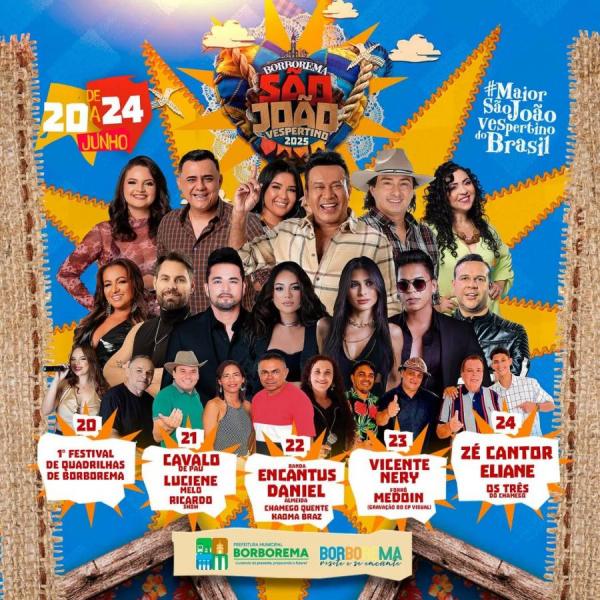 Programação do São João Vespertino de Borborema/PB 2025