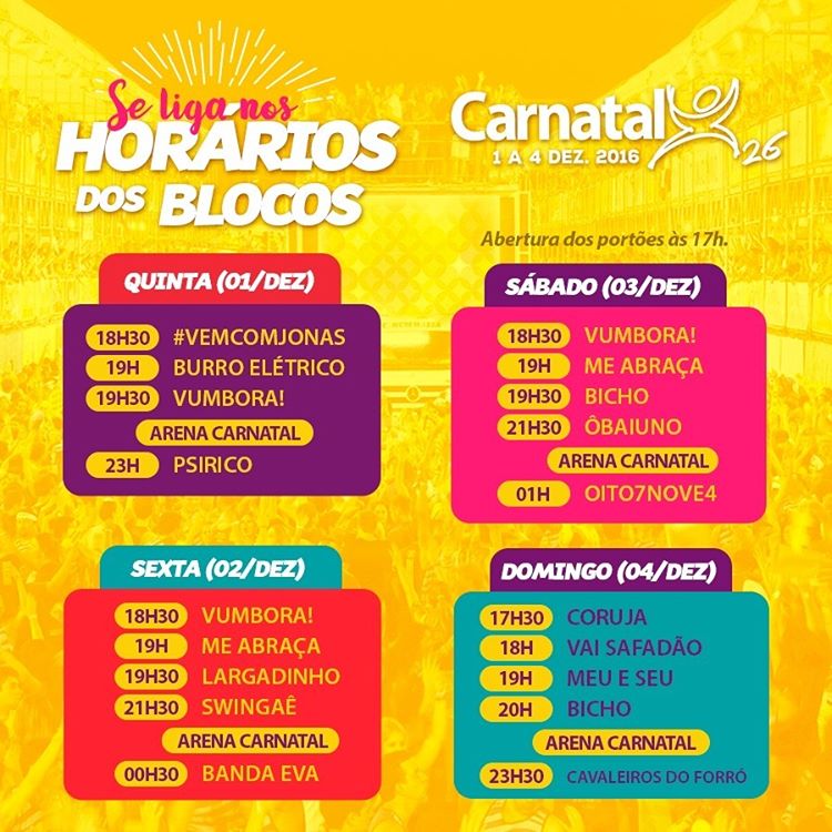 Programação do Carnatal 2016